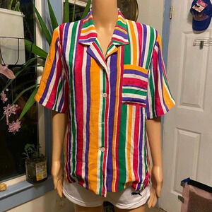 Vintage Intuitions Multicolor Buttons down Blouse Women Size 8